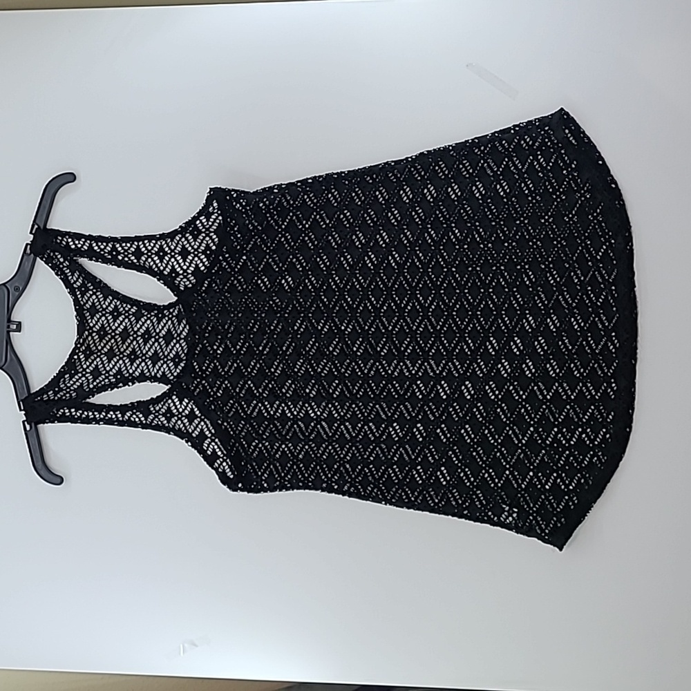 MIKEN‎ Women's Black Crochet Racerback Swimsuit Cover-Up - Size Medium